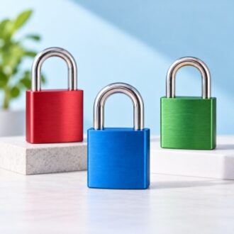Colorful aluminum padlocks with lightweight metal bodies for OEM customization